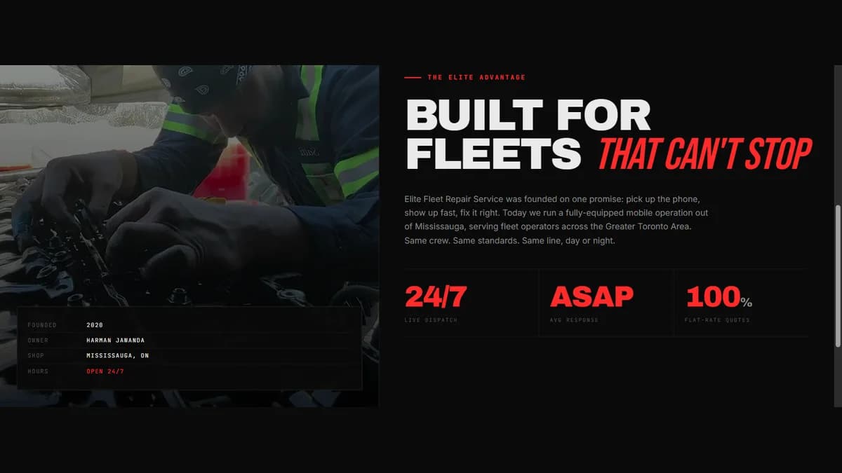 24/7, ASAP, 100%: the dispatch line front and centre.
