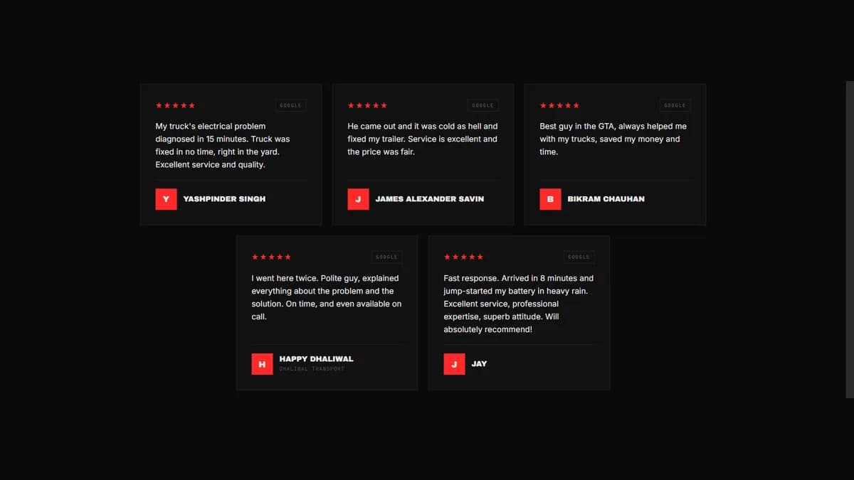 Customer reviews from the road.