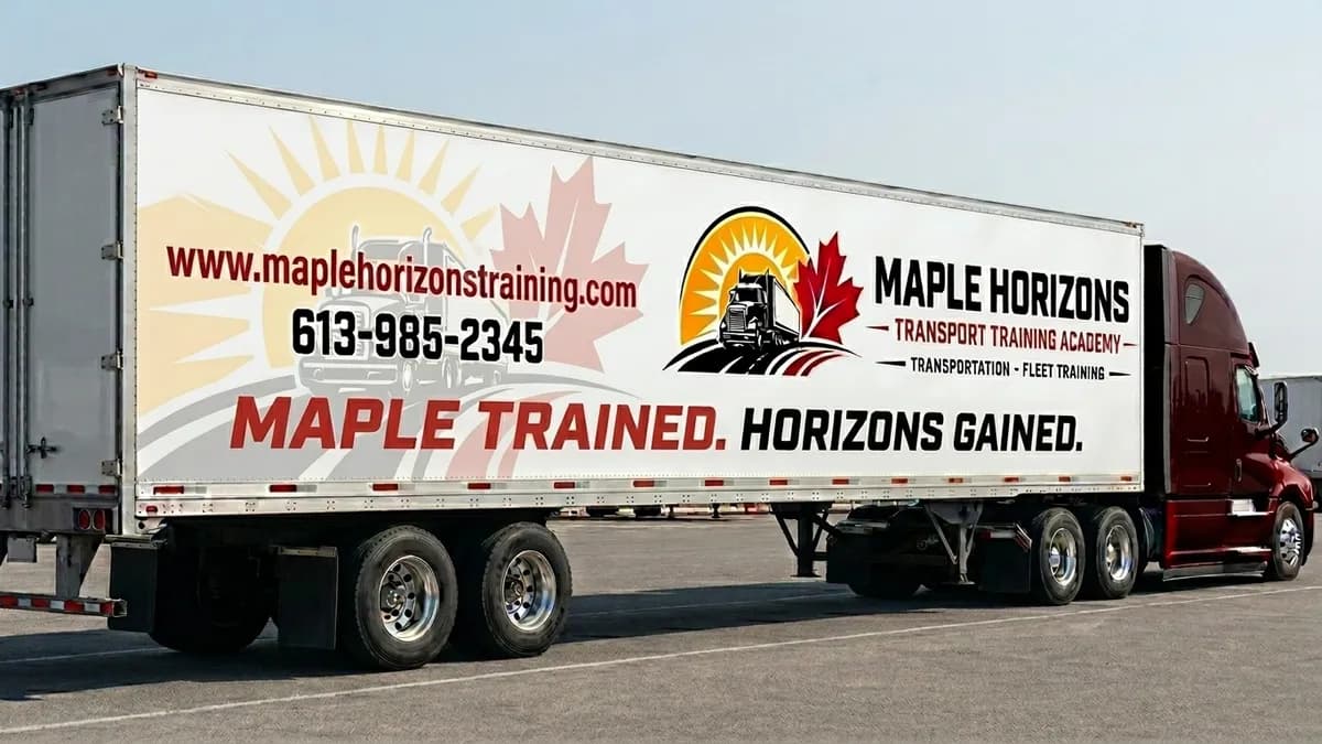 The wrap applied: a training trailer on the road.